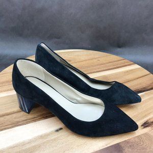 Enzo Angiolini Black Suede Block Heels Slip On Shoes Womens Size 6 B